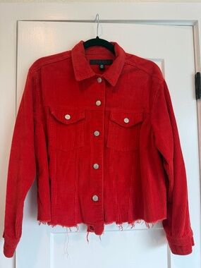 Tinsel Red Corduroy Button-Front Jacket